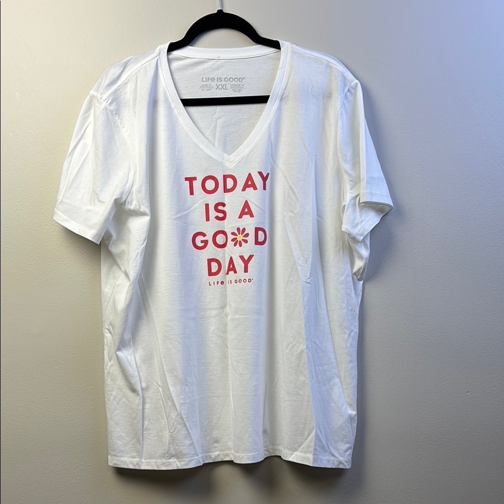 Life Is Good Red and White Short Sleeve Tees